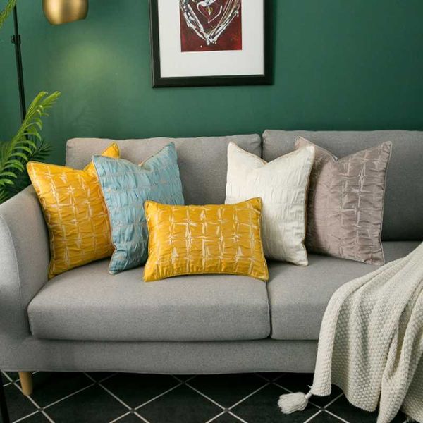 

cushion/decorative pillow light luxury jacquard cushion cover yellow blue white abstract geometric decorative pillows case home office sofa