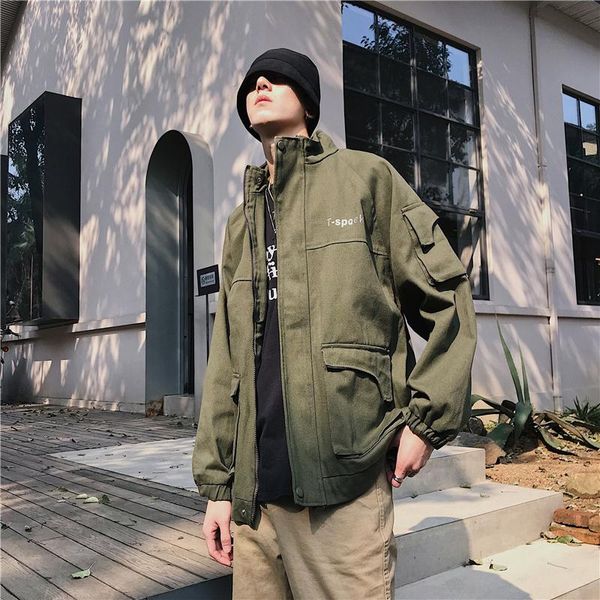 

men's jackets functional workwear coat spring and autumn korean style handsome casual ins fashion brand loose reflective jacket, Black;brown