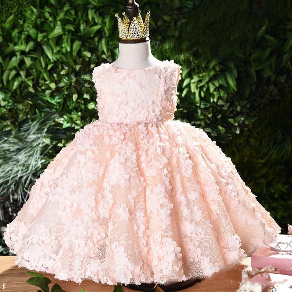 

new arrival flower princess baby baptsim gown party wedding birthday kids tutu dress for girls dresses clothes summer, White;blue