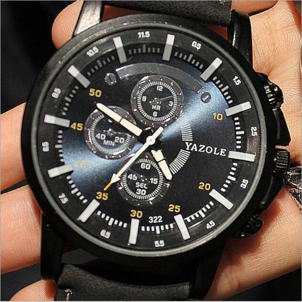 

wristwatches yazole brand men sports watch fashion luminous quartz watches leather wristwatch montre homme relogio masculino, Slivery;brown