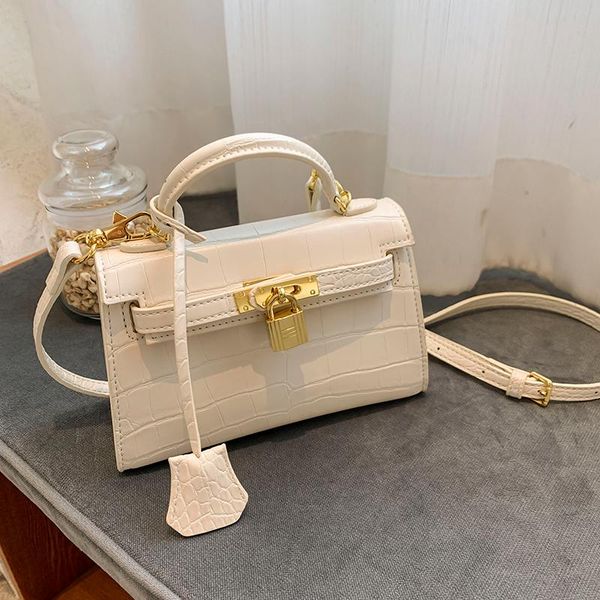

summer stone grain solid color delicate and elegant women diagonal cross bag white/black fashion trend classic small handbag