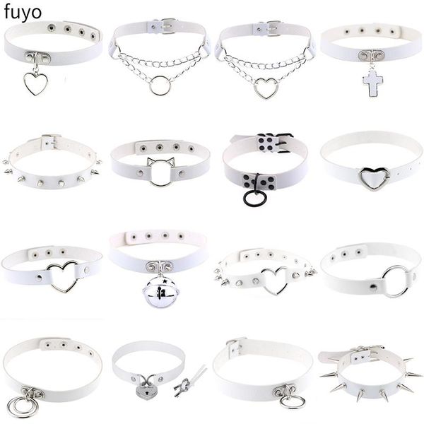 

chokers round heart punk big metal spike rivets rock gothic pu leather stud collar choker necklace hip hop statement jewelry, Golden;silver
