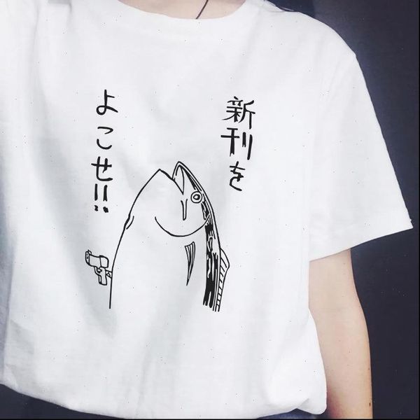 

female t shirt japanese fish harajuku t shirt funny white t shirt kawaii short sleeved female streetwear drop shipping