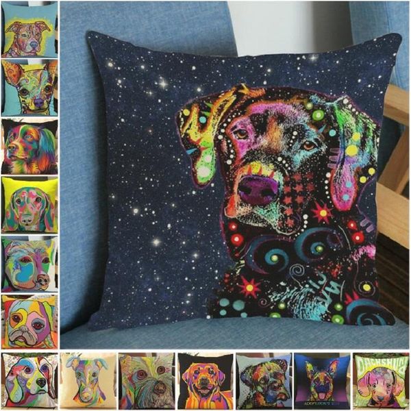 

cushion/decorative pillow cushion painting dog linen single side case throw sofa cover home decor living room decoration