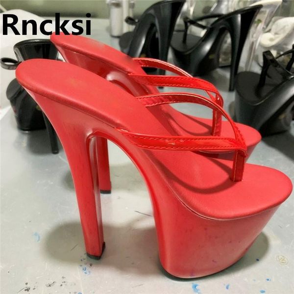 

slippers rncksi women high platform open toe shoes 17cm high-heeled sexy, Black