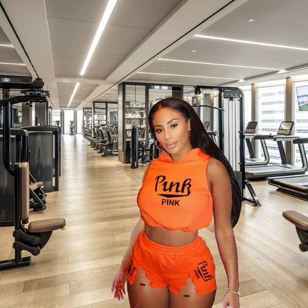 

women's tracksuits 2021 summer casual fashion women slimming street personality trend letter printed sports vest two sets, Gray