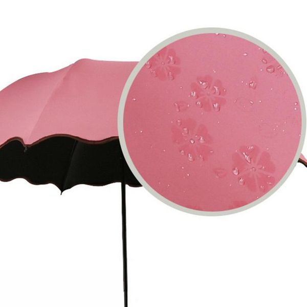 

umbrellas automatic umbrella blossoms in water changes color parasol triple fold black rubber sunscreen uv woman