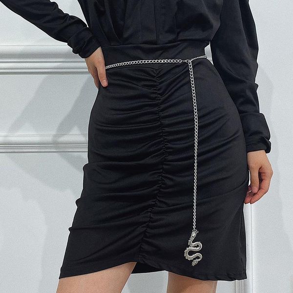 

belts vintage punk waist chain belt for women personality tassel pendant metal waistband body jewelry, Black;brown