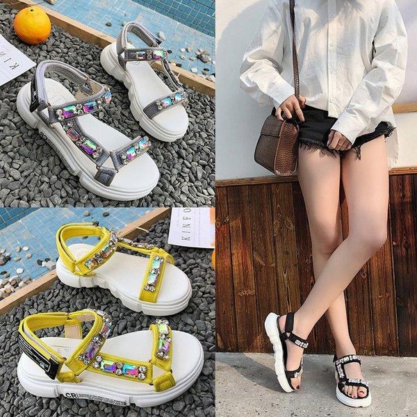 

bottom all-match magic sticker muffin sandals female thick trendy shoes, Black