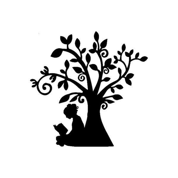 

14.2cm*13.9cm elegant sit quietly under tree and read a book newfashioned vinyl car sticker vivid window decal c18-0454