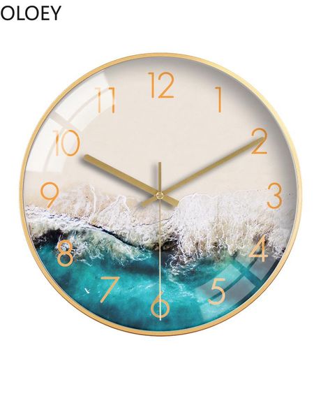 

wall clocks blue modern design living room silent bedroom luxury large clock simple kitchen reloj de pared watch