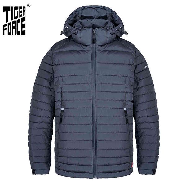 

tiger force 2021 new men striped ets pockets removing hood warm male casual coat outerwear zipper 50629, Black;brown