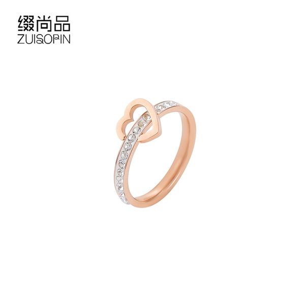 

korean new love diamond fashion lovers titanium steel ring, Black