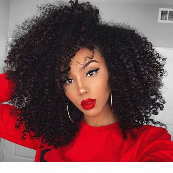 

bythair kinky curly full lace wig 130% density glueless brazilian virgin human hair lace front wigs for black women, Black;brown