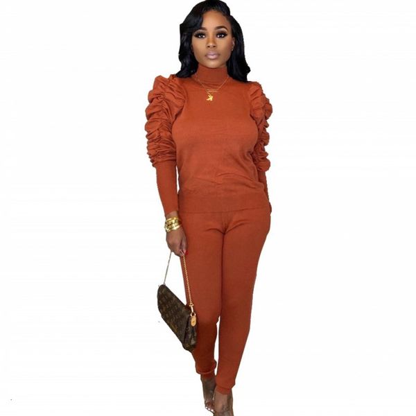 

solid color mode office lady high-puff collar and pants 2 feminine piece new winter streetwear training set jidq, Gray