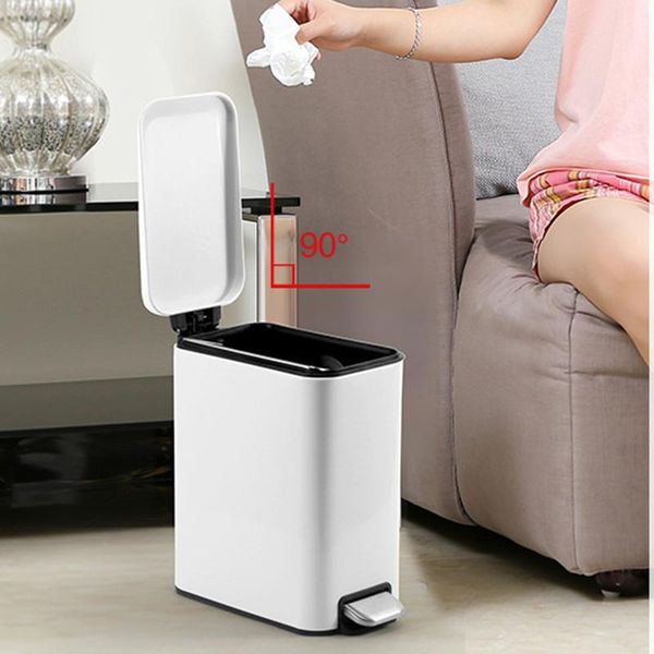 

waste bins white kitchen trash can bathroom toilet stainless steel rectangle metal bedroom bin pedal papelera home garden ag50lj