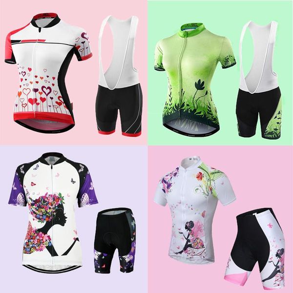 

gym clothing summer cycling jersey sets retro bicycle suit for women short sleeve breathable female mountain bike sportswear uniform, White;black