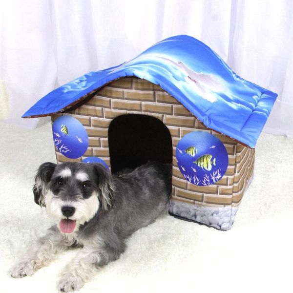 

cat beds & furniture pet kennel detachable dog house cage collapsible warm