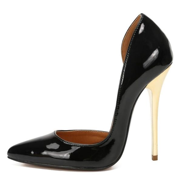 

llxf stilettos plus:46 47 48 49 summer sandals women gold bottoms female dress shoes d'orsay 14cm thin heels suede wedding pumps, Black