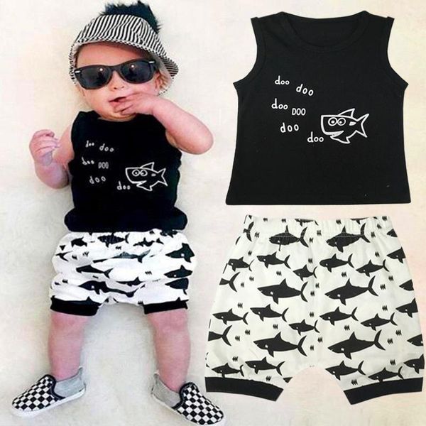 

clothing sets baby's set boy clothes summer printed sleeveless vest and shorts baby casual outfits boys, White