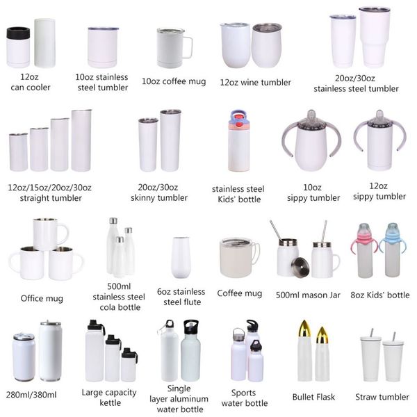 20oz 30oz Skinny Tumbler Doppia parete Tazza da caffè Isolamento Skinny termos Per sublimazione Dritto in acciaio inox Termo