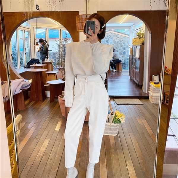 

women harem jeans pants fashion high waist white denim jeans female trousers spring summer streetwear 210202, Blue