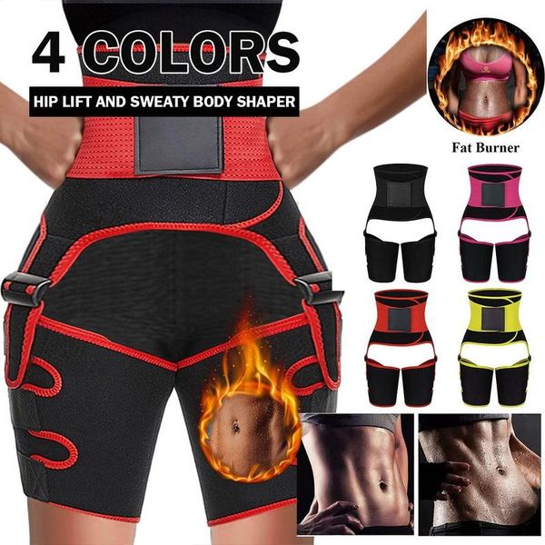 

waist support neoprene sweat slim thigh trimmer trainer leg shapers slender slimming belt shapewear muscles band weight loss body shaper, Black;gray