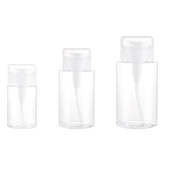 

100ml/150ml/200ml transparent empty pump dispenser, makeup travel press pumping dispenser refillable bottles, 3pcs/set