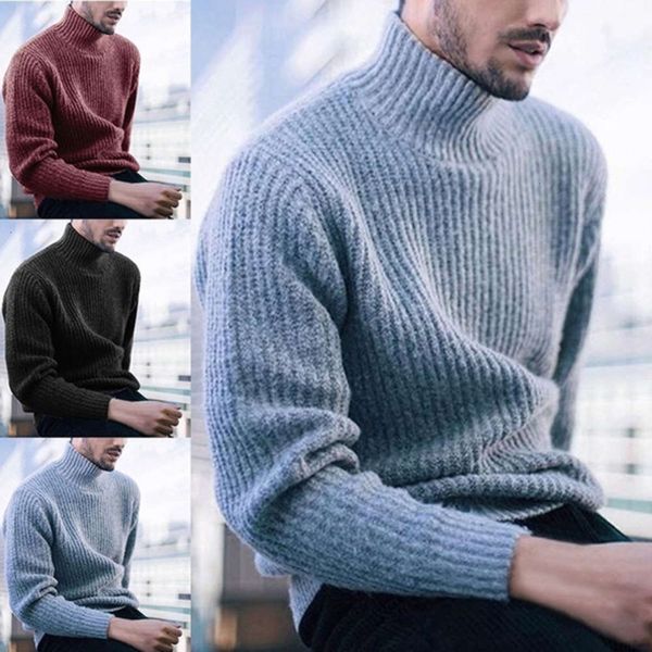 

2021wear men's pullover high neck long sleeve bulky sweater 0384, White;black