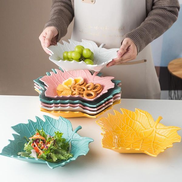 

dishes & plates creative ceramic plate snack dessert cake candy nut dish fruit salad porcelain key jewelry home decorative tray
