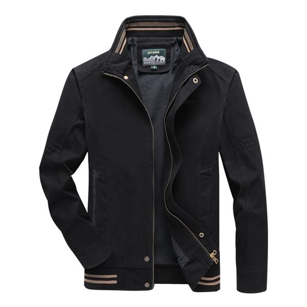 

mens jackets autumn spring casual business solid color cotton coats stand collar slim male outwear coat 5xl 211214, Black;brown