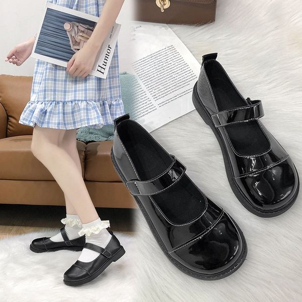 

spring autumn lolita shoes women flats mary janes patent leather oxford shoes black girls retro casual shoes muje 8139n, Black;white
