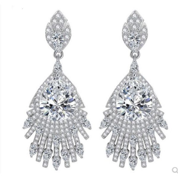 

noble low price diamond crystal tassels 925 silver lady's earings 70.27h