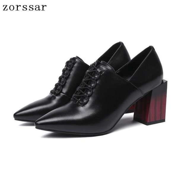 

dress shoes zorssar 2021 brand women pumps high heel ladies party wedding pointed toe slip on size 33-43, Black