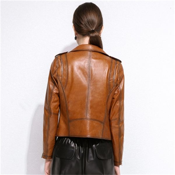 

2021 royal sheep leather jacket genuine female spring r26 dey9, Black;brown