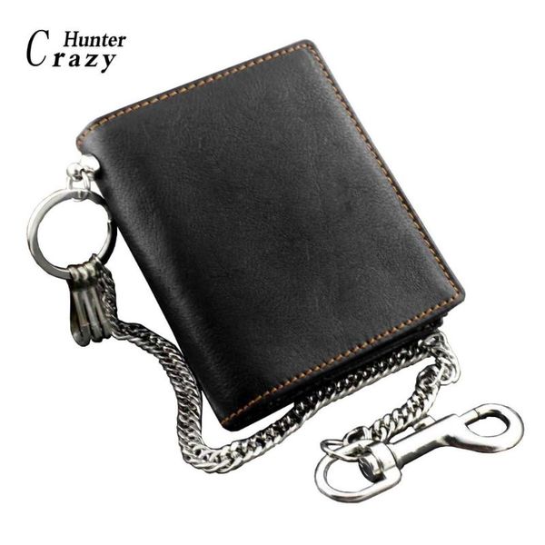 

wallets mens biker leather money clip wallet with anti theft chain korean fashion black, Red;black