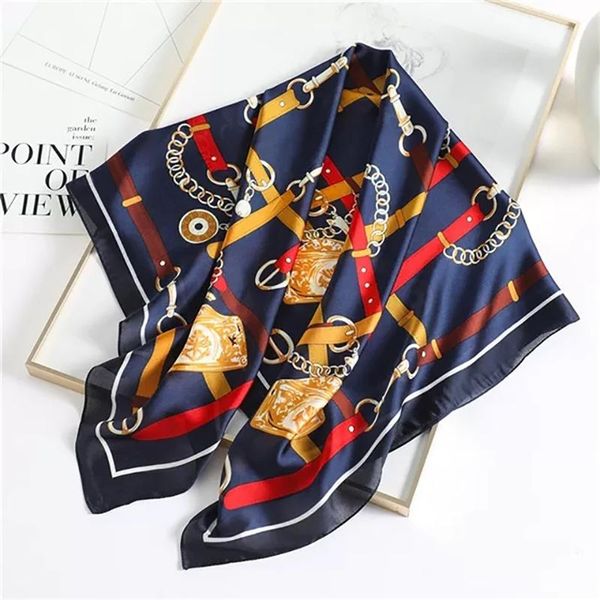 

scarves 2021 spring women scarf quality shawl silk fashion headscarf beach sunscreen bag 90cm*90cm, Blue;gray