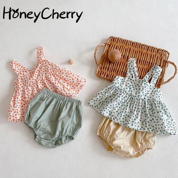 

clothing sets 2021 summer baby girl floral camisole + pants suit two-piece toddler clothes, White