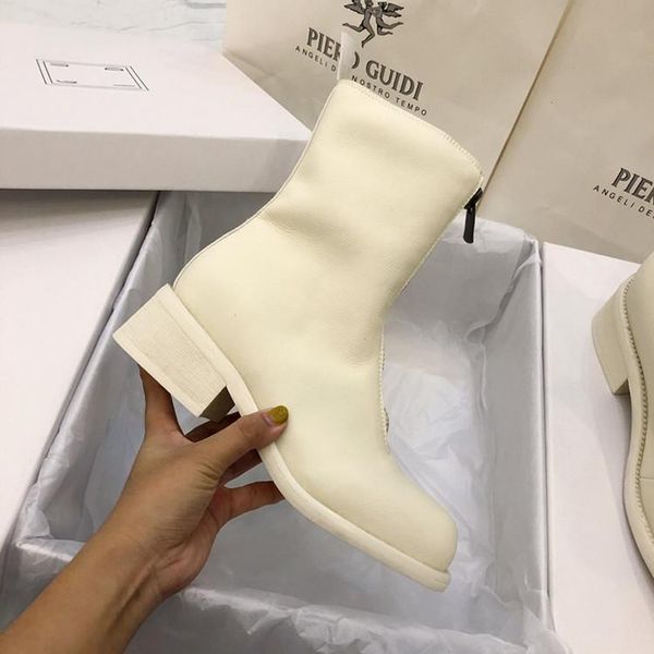 

boots women spring single boots' british style leather ankle thin mid-leg, Black