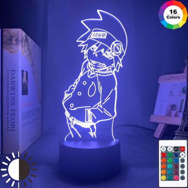 

night lights acrylic 3d lamp anime soul eater figure nightlight for kids bedroom decor rgb colorful table led light