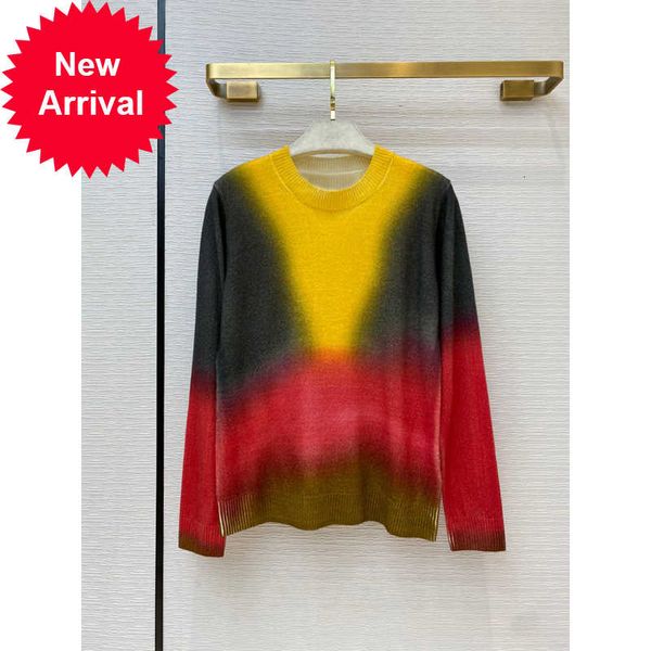 

9.4 2021 new fashion rainbow color tie-dye print cashmere sweater women retro casual round neck pullover knitwear, White;black