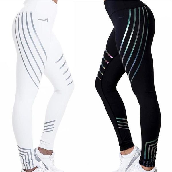 

yoga outfits breathable laser printing women fitness leggings sports pants outdoor exercising running gym sport, White;red