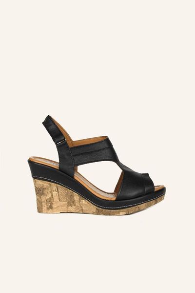 

sandals black leather wedges