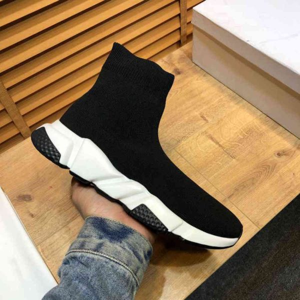 

2021 casual sock shoes oversized comfort sole mens womens platform trainers hommes leather trainer black glitter knitted chaussures triple