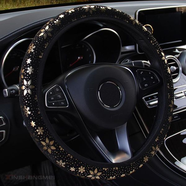 

steering wheel covers car cover without inner ring elastic band universal stamping snowflake car-styling interior accessories