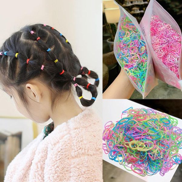 

1000pcs girls hair accessories nylon ties elastic hair bands children ponytail holder rubber bands kids headband gum for, Slivery;white