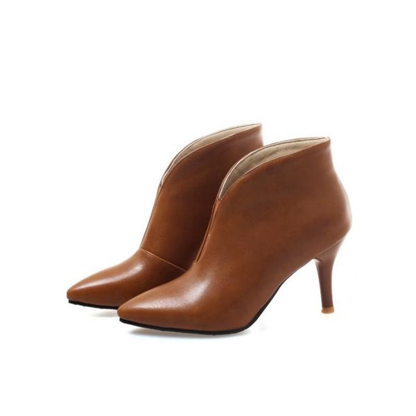 

boots women's pointed toe stiletto high heel ankle autumn winter women shoes, Black