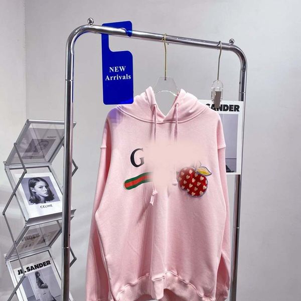 

fall 21 new g + chest lettered printed fruit embroidery casual comfortable loose hoodie, Black