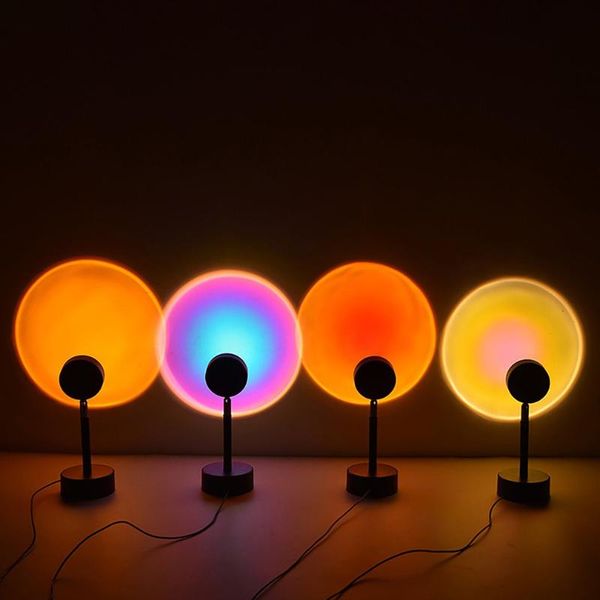 

2021 sunset projection night lights live broadcast background as galaxy projector atmosphere rainbow lamp bedroom decoration
