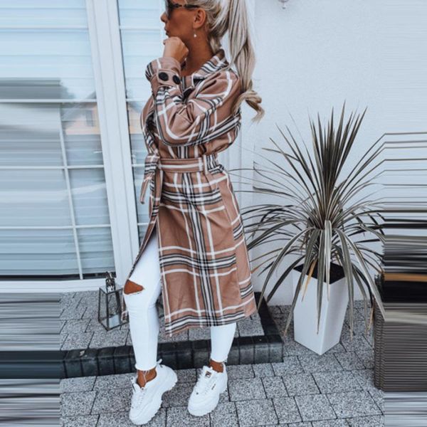 

women's wool & blends autumn winter overcoat womens lattice lapel belt fashion design casual western style women 2021, Black